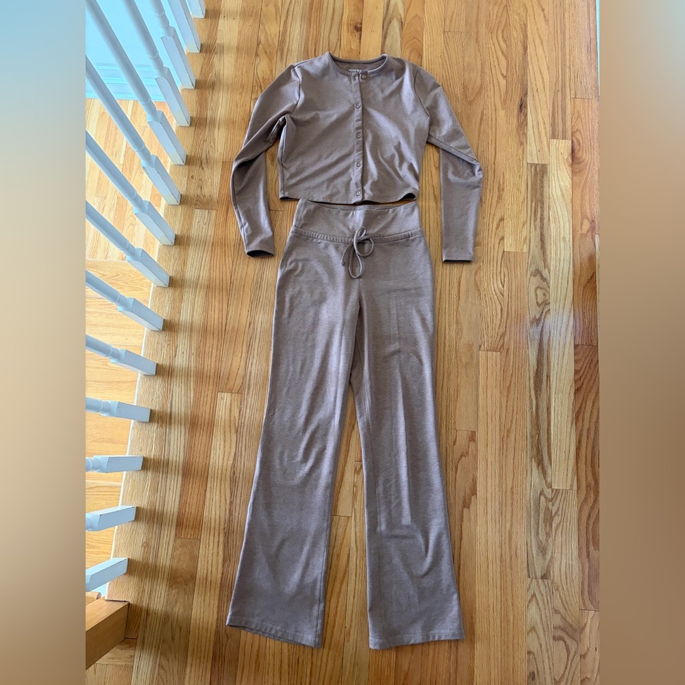 Taupe Knit Two-Piece Lounge Set